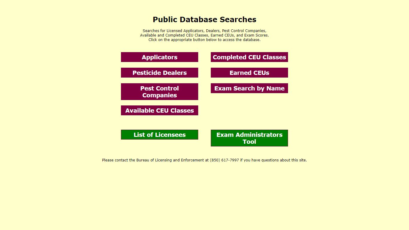 Public Database Searches - Florida Commissioner of Agriculture